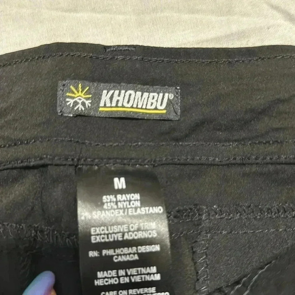 Khombu Black Crop Pants  M drawstring bottom pockets Outdoors hiking - Picture 2 of 7
